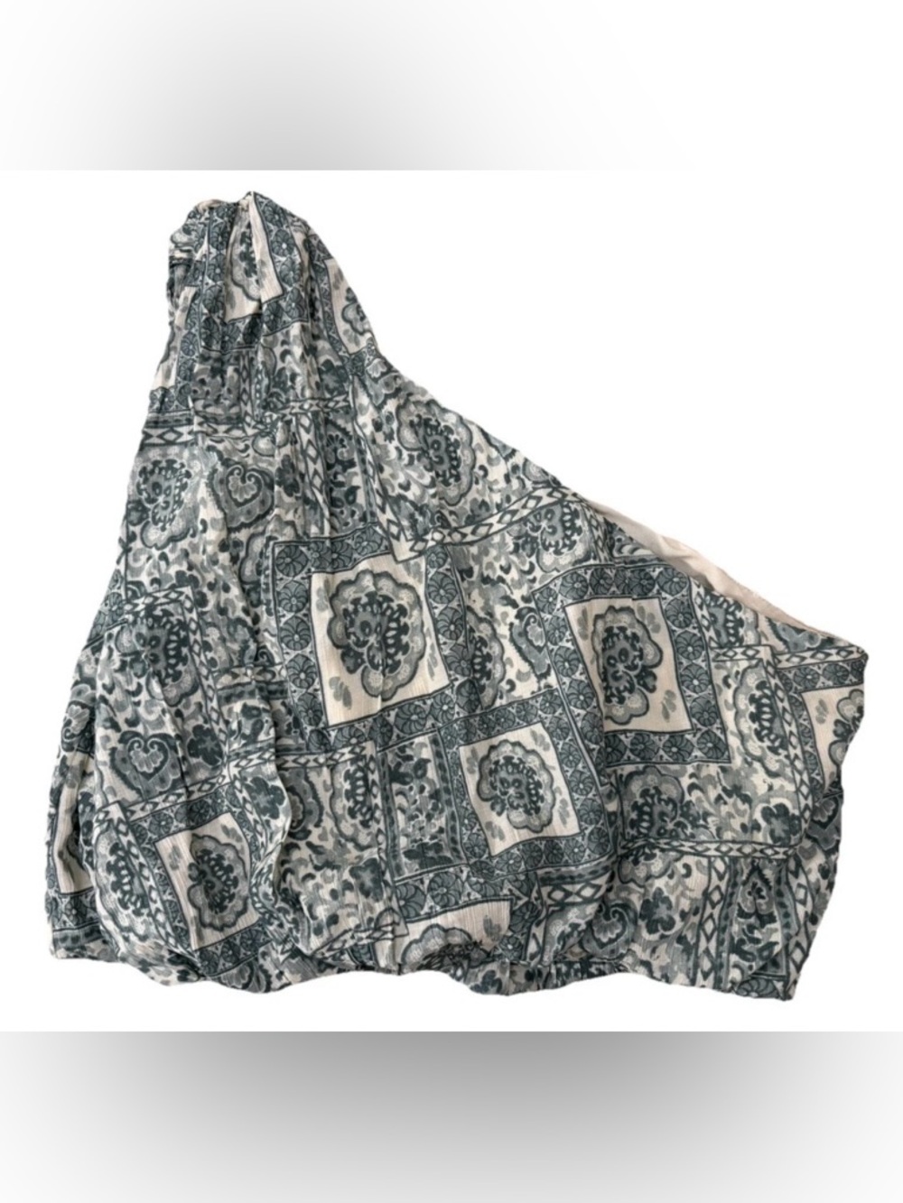 Abercrombie & Fitch One Shoulder Top Size Large Crinkle Textured Boho Print NWT - Picture 2 of 5